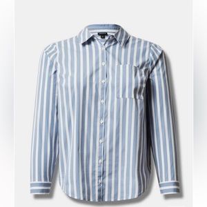 NEW Torrid Poplin Long Sleeve Blue Stripe Shirt